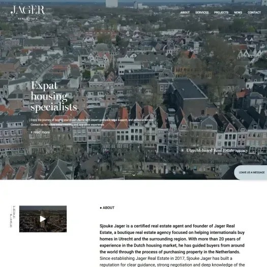 Screenshot of the website of www.jagerrealestate.nl