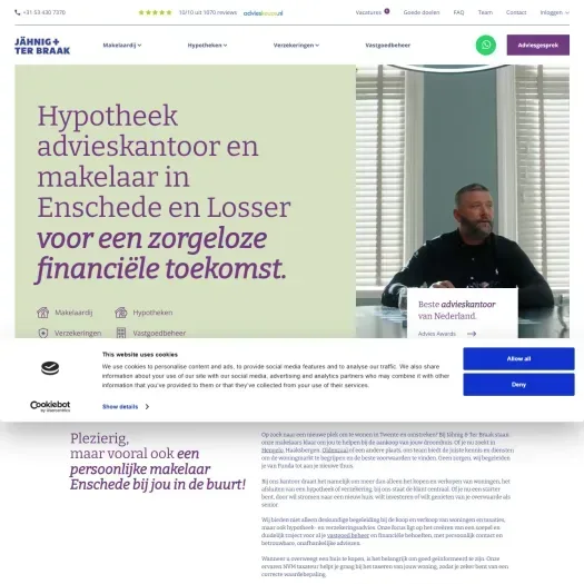 Screenshot of the website of www.jahnigterbraak.nl