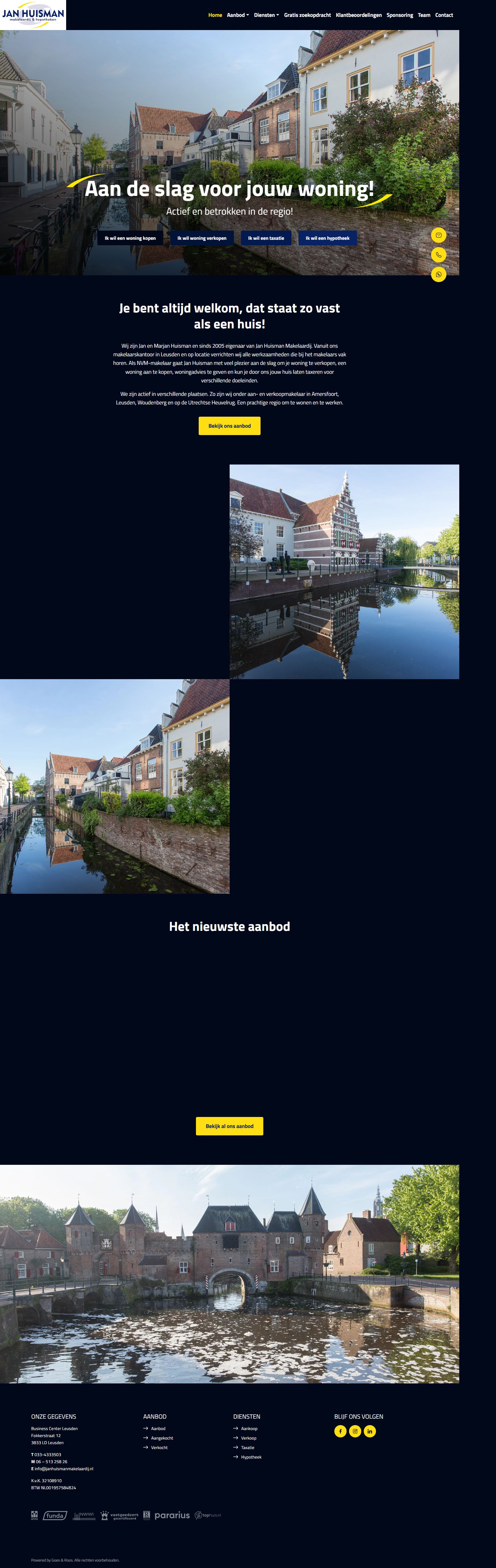 Screenshot of the website of www.janhuismanmakelaardij.nl