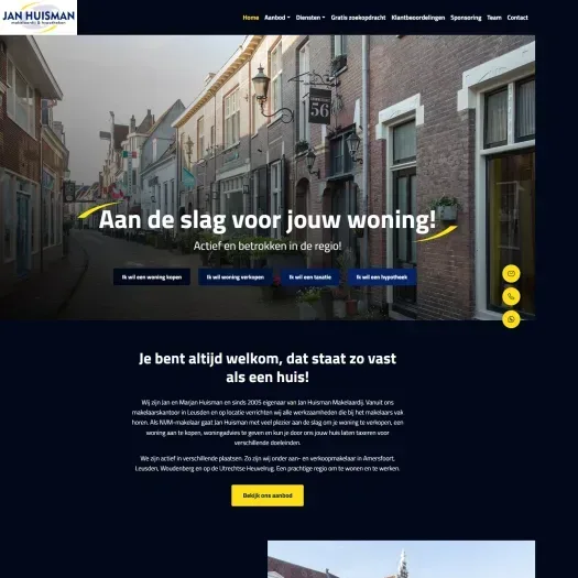 Screenshot van de website van www.janhuismanmakelaardij.nl