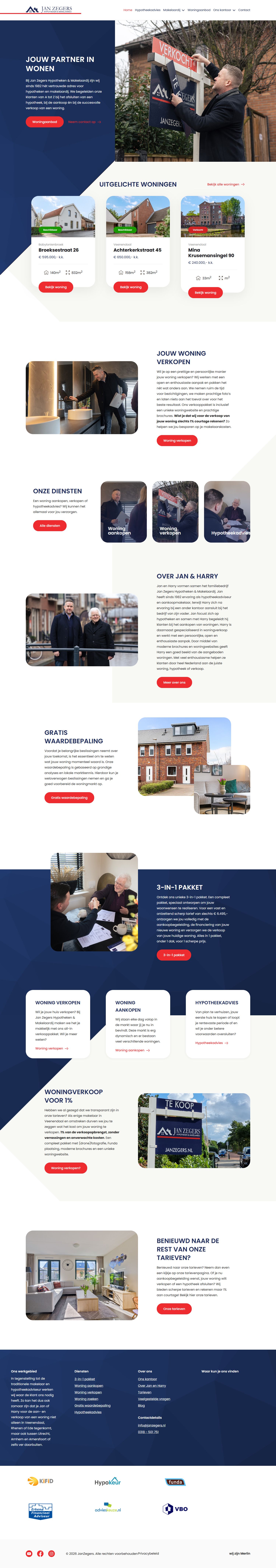 Screenshot der Website von www.janzegers.nl