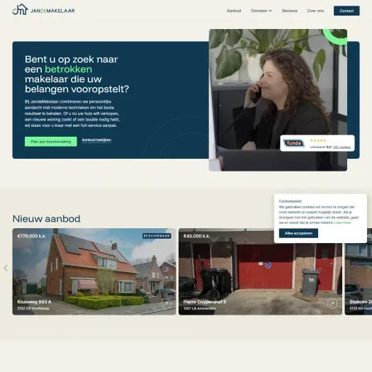 Capture d'écran du site web de www.jandemakelaar.nl