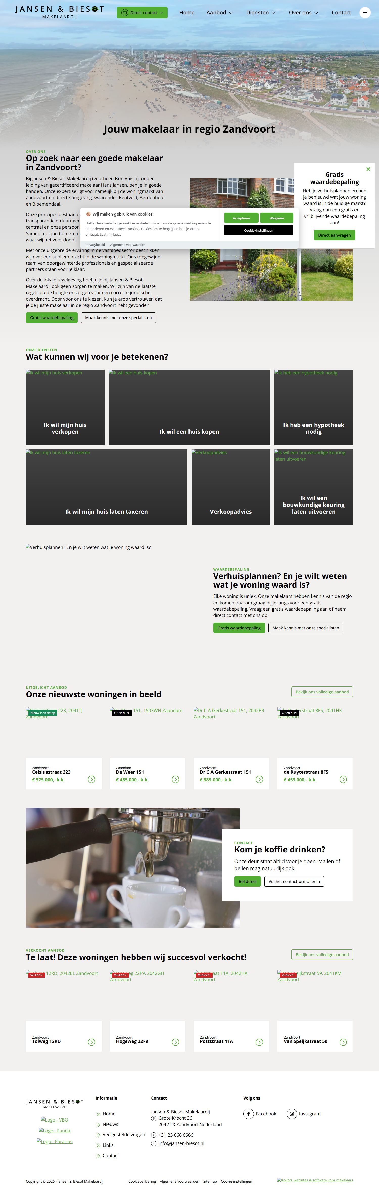 Screenshot of the website of www.jansen-biesot.nl