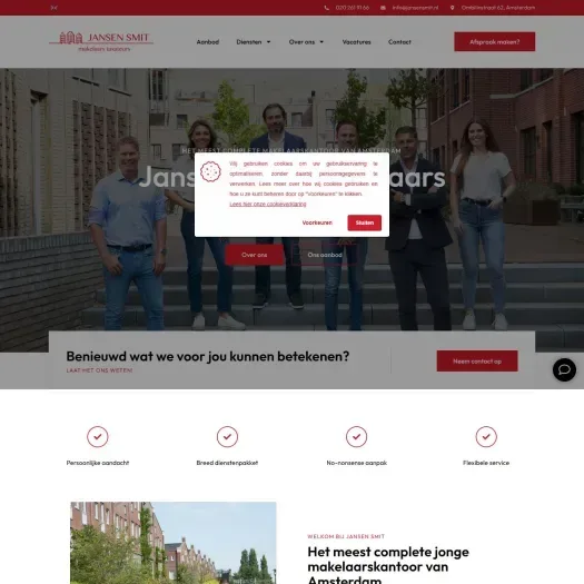 Screenshot van de website van www.jansensmit.nl