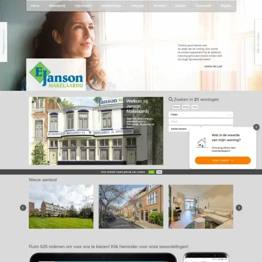 Screenshot of the website of www.janson.nl