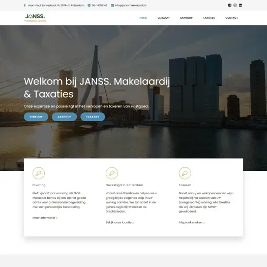 Screenshot van de website van www.janssmakelaardij.nl