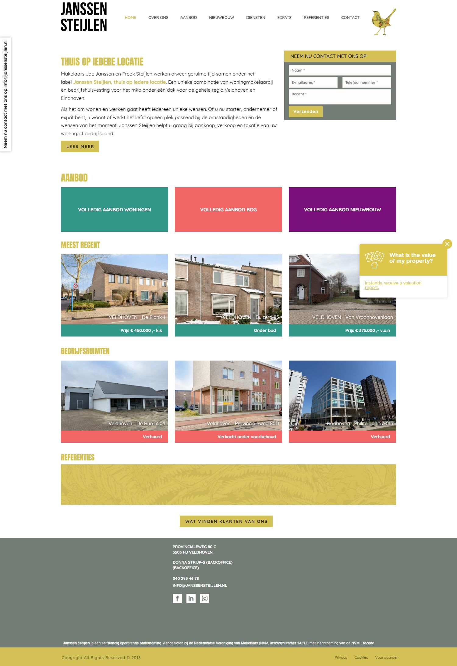 Screenshot of the website of www.janssensteijlen.nl