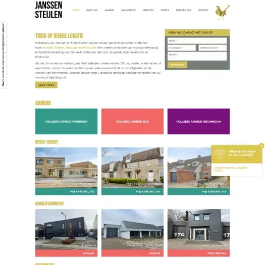 Screenshot of the website of www.janssensteijlen.nl