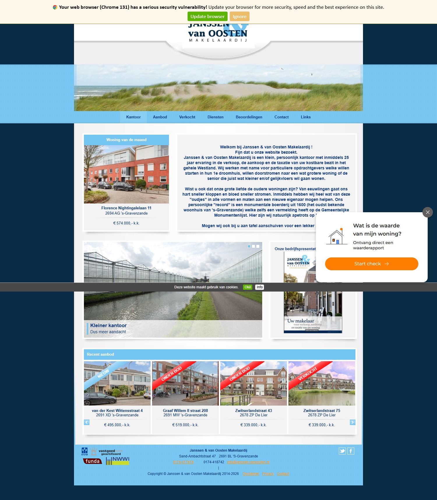 Screenshot of the website of www.janssen-vanoosten.nl