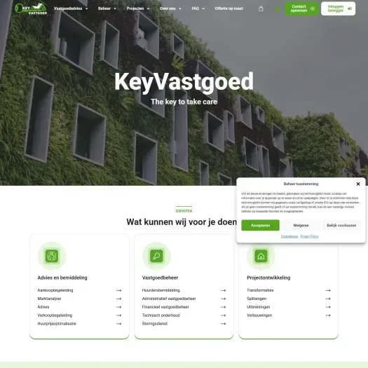 Screenshot van de website van keyvastgoed.nl