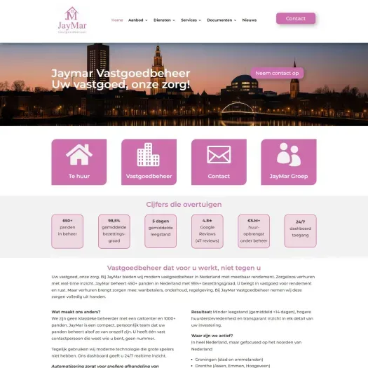 Screenshot van de website van www.jaymarvastgoedbeheer.nl
