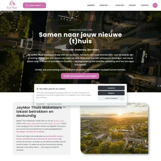 Screenshot van de website van www.jaymarthuismakelaars.nl