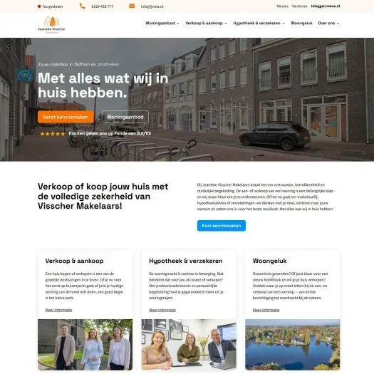 Screenshot of the website of www.jvma.nl