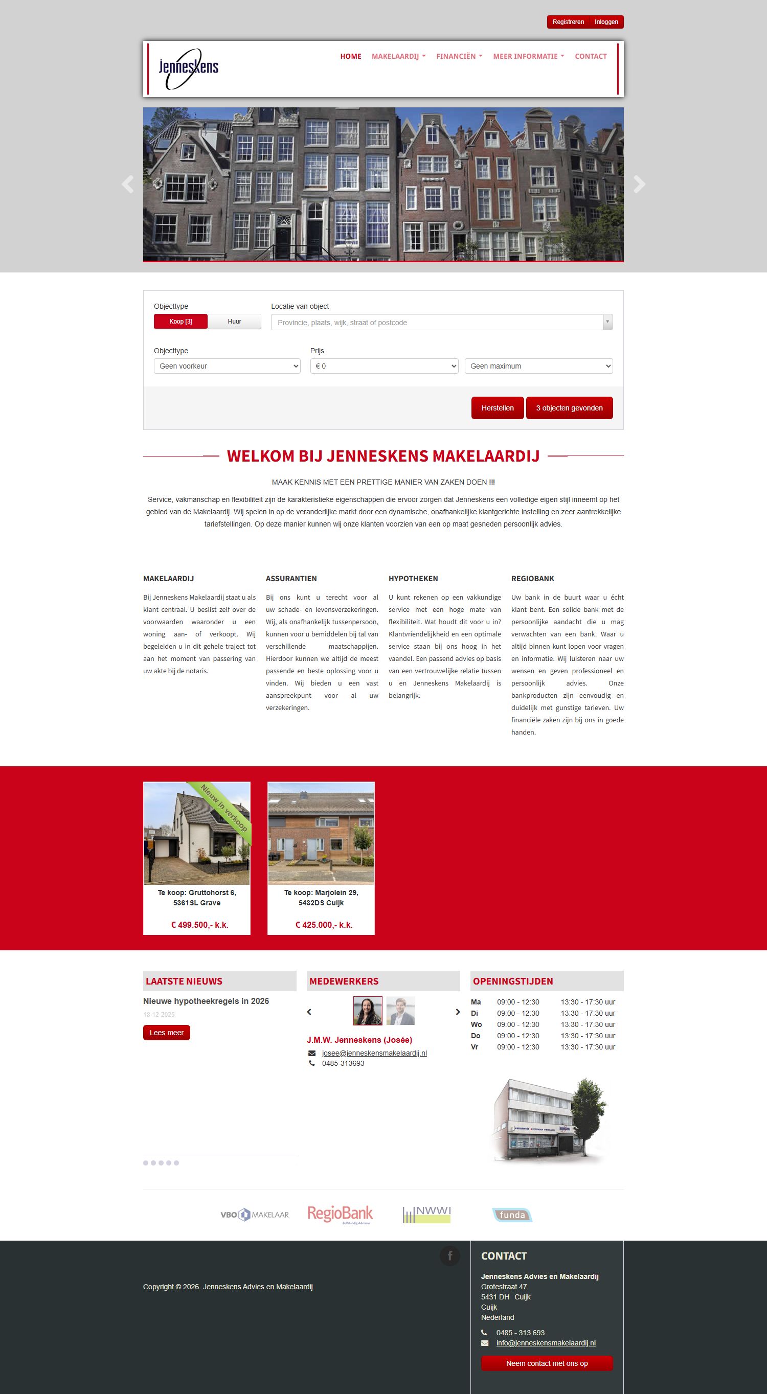 Screenshot der Website von www.jenneskensmakelaardij.nl