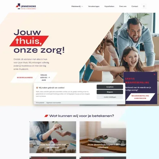 Screenshot of the website of www.jenneskensmakelaardij.nl