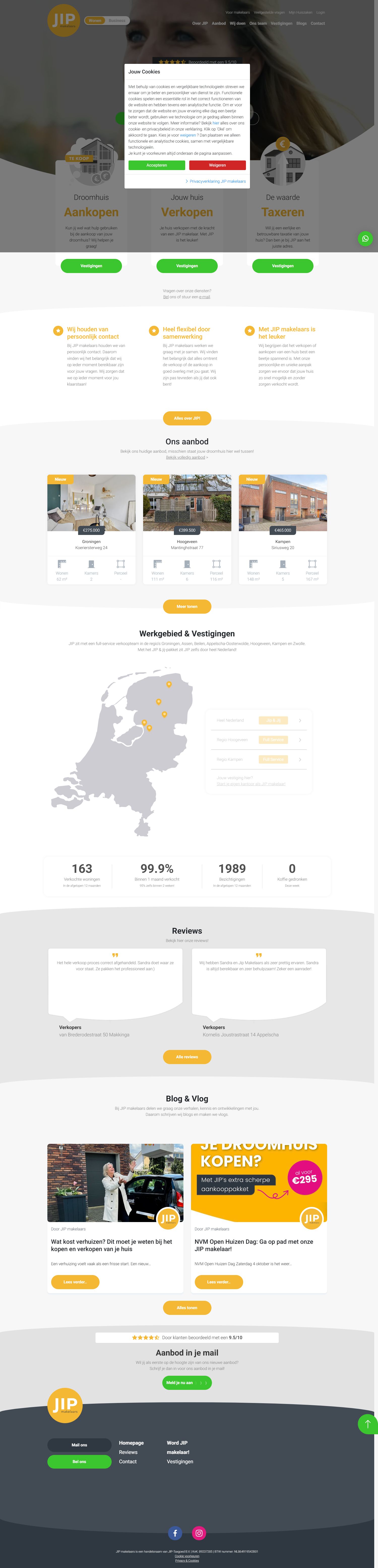 Screenshot der Website von jipmakelaars.nl
