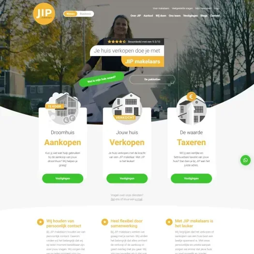 Screenshot van de website van www.jipmakelaars.nl