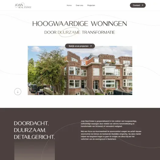 Screenshot van de website van www.joanrealestate.nl