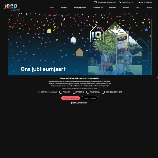 Screenshot van de website van www.joepmakelaardij.nl