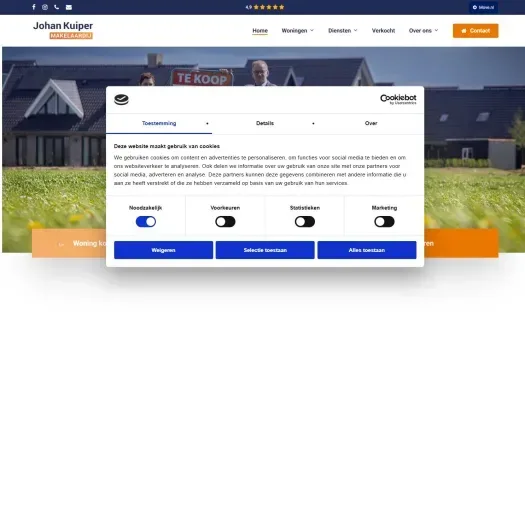 Capture d'écran du site web de www.johankuipermakelaardij.nl