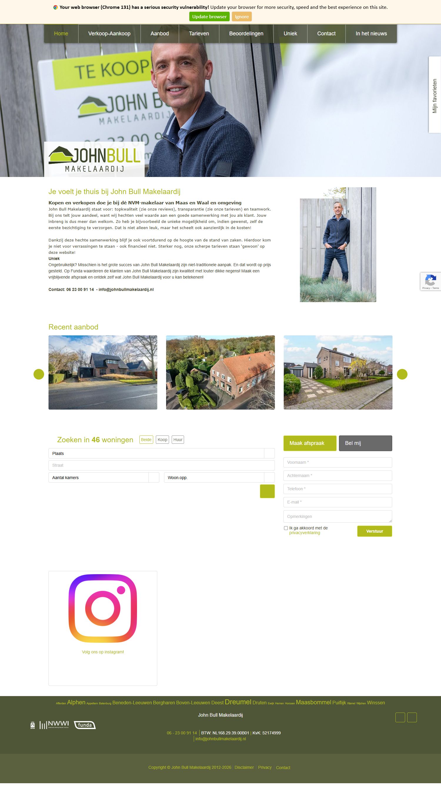 Screenshot der Website von www.johnbullmakelaardij.nl