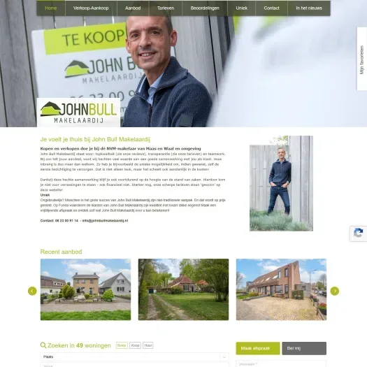 Screenshot van de website van www.johnbullmakelaardij.nl