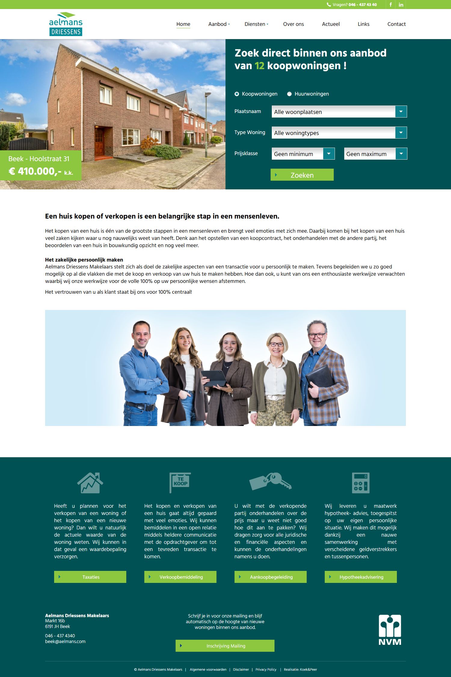 Capture d'écran du site web de www.driessensmakelaardij.nl