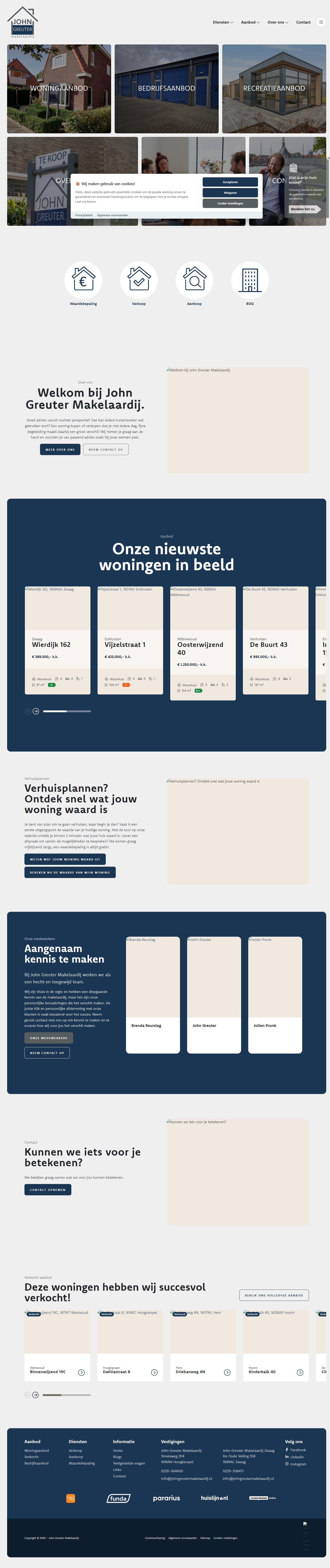 Screenshot der Website von www.johngreutermakelaardij.nl