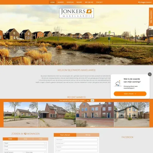 Screenshot van de website van www.jonkers-makelaardij.nl