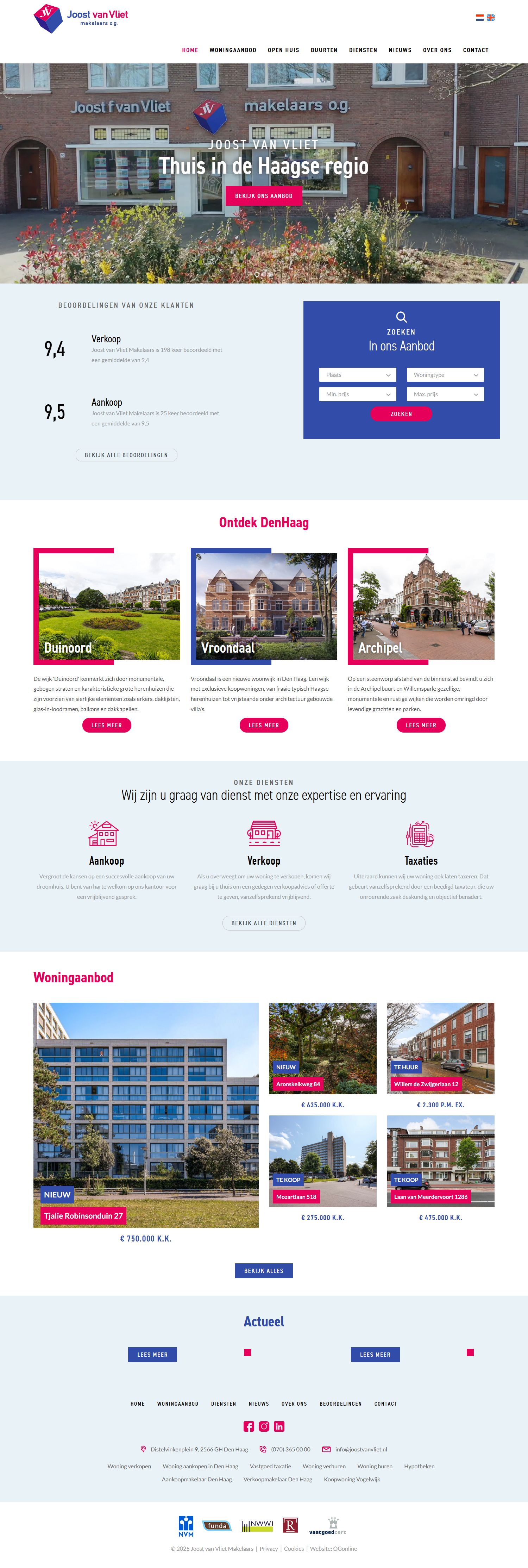 Screenshot of the website of www.joostvanvliet.nl