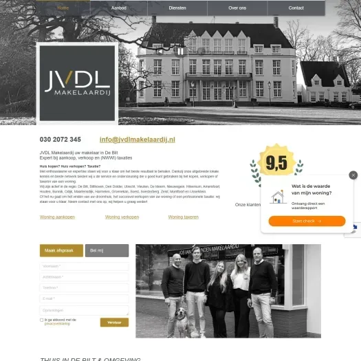 Screenshot van de website van www.jvdlmakelaardij.nl