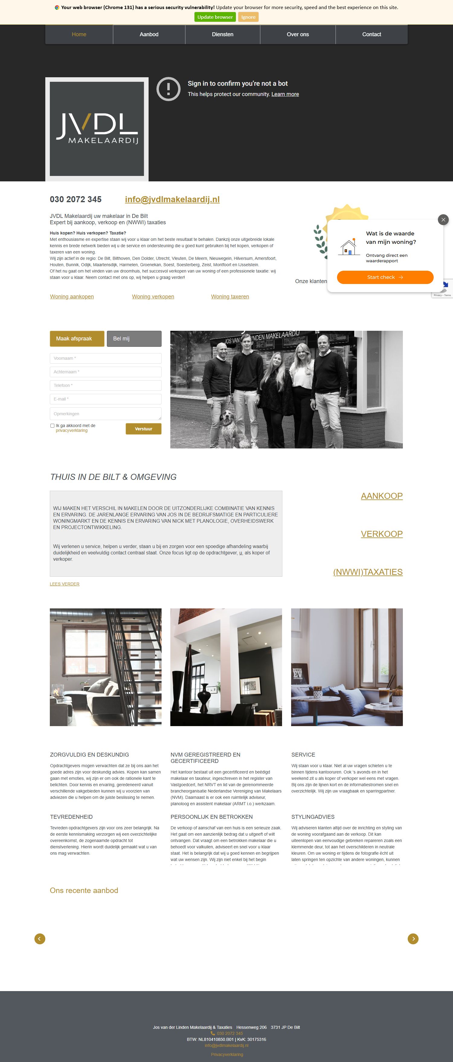 Screenshot der Website von www.jvdlmakelaardij.nl