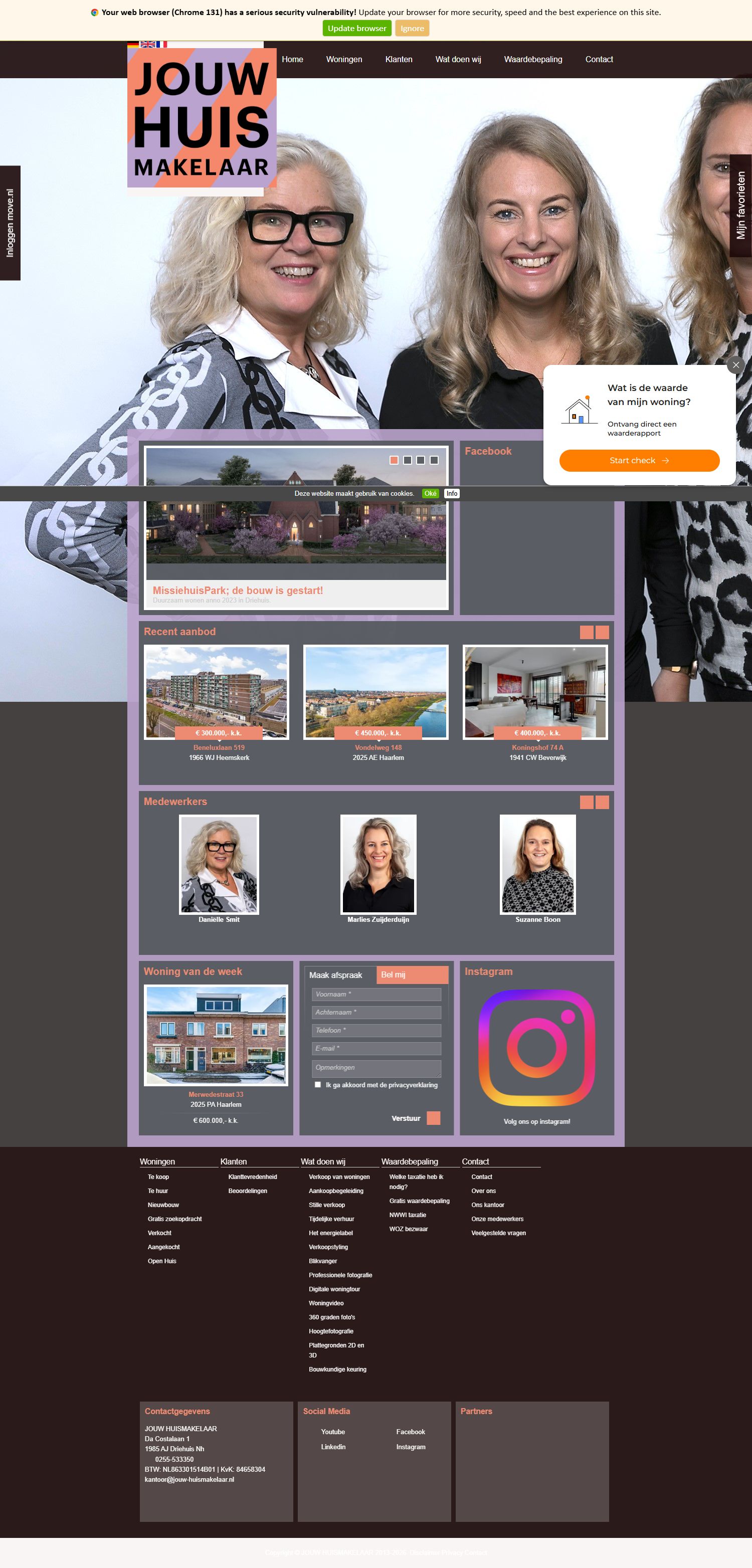 Screenshot der Website von www.jouw-huismakelaar.nl
