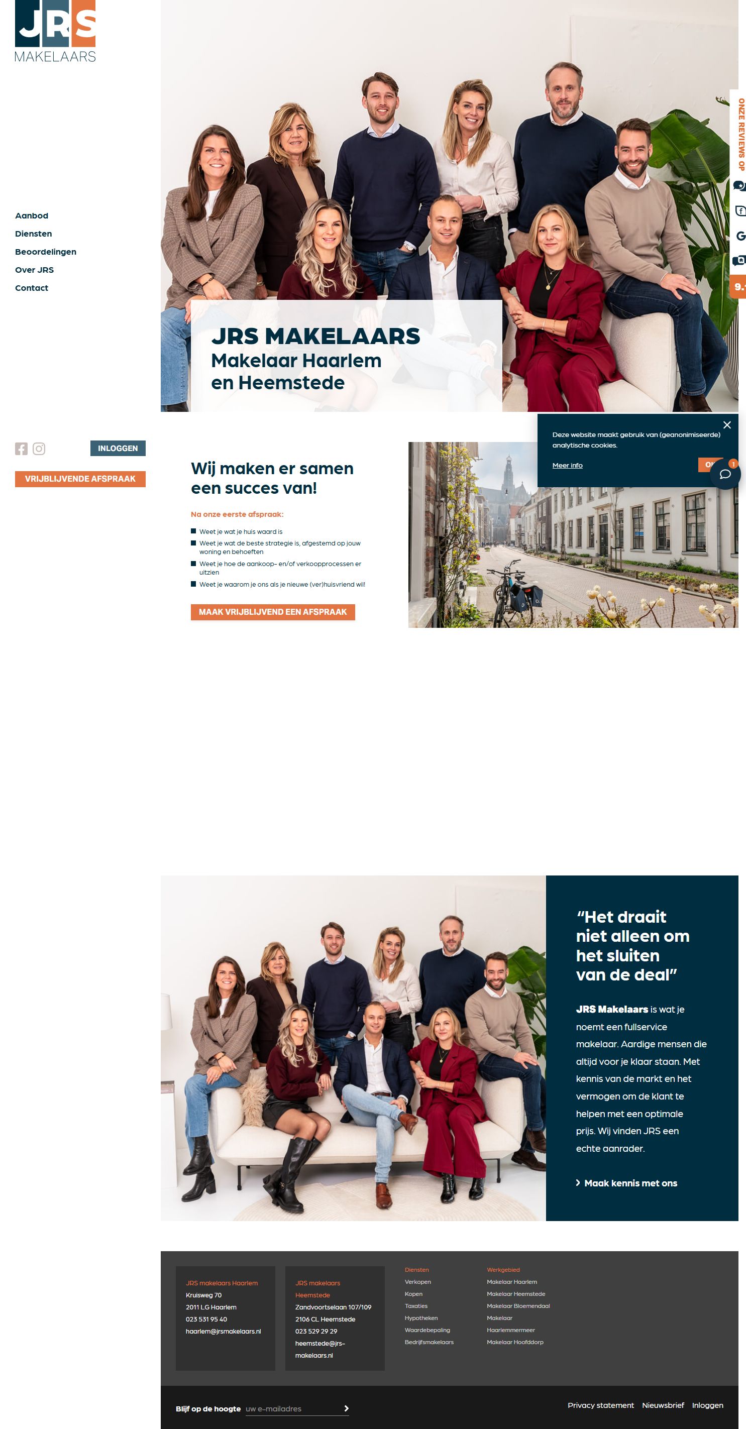 Screenshot der Website von www.jrsmakelaars.nl