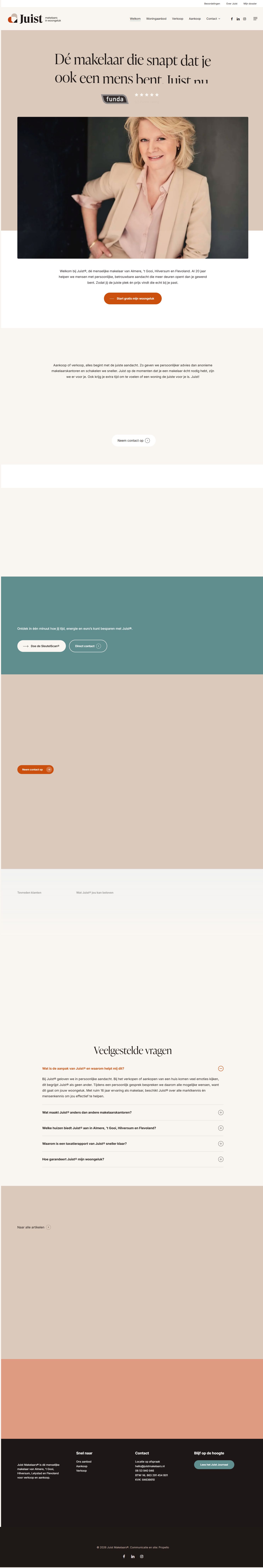 Screenshot van de website van www.juistmakelaars.nl
