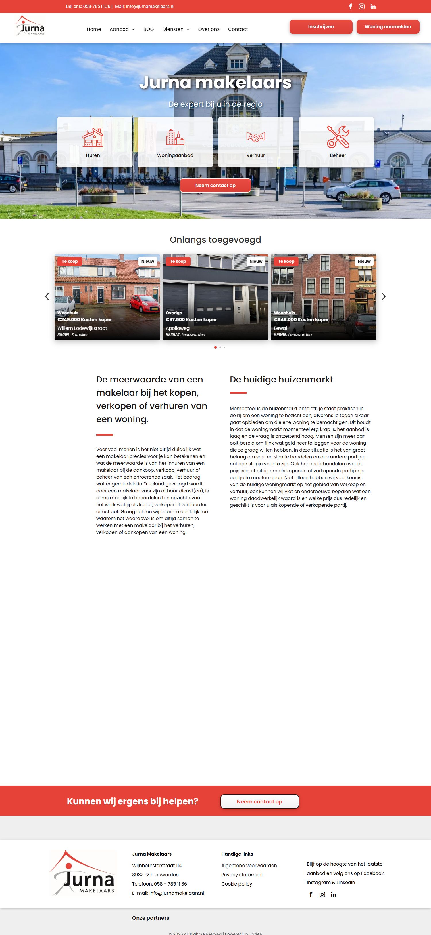 Screenshot der Website von www.jurnamakelaars.nl