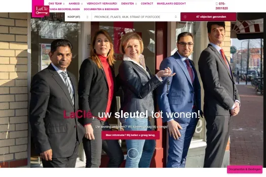 Screenshot van de website van laclemakelaars.nl