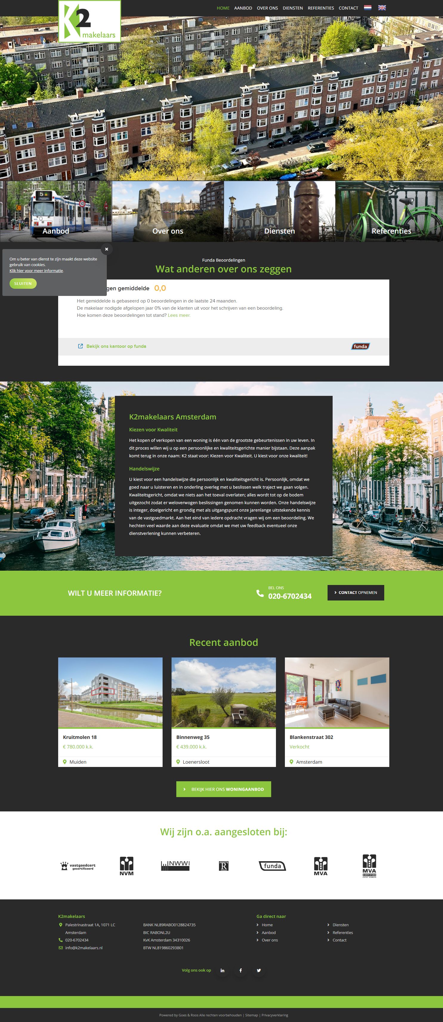 Capture d'écran du site web de www.k2makelaars.nl