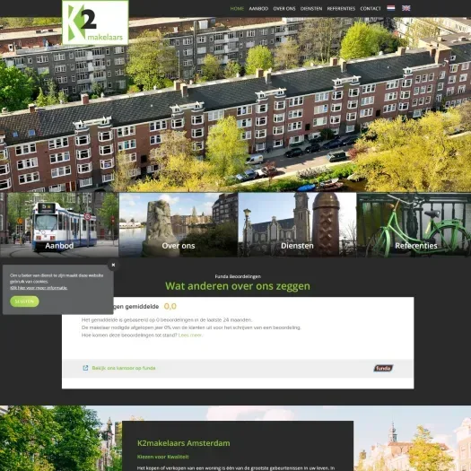 Screenshot van de website van www.k2makelaars.nl