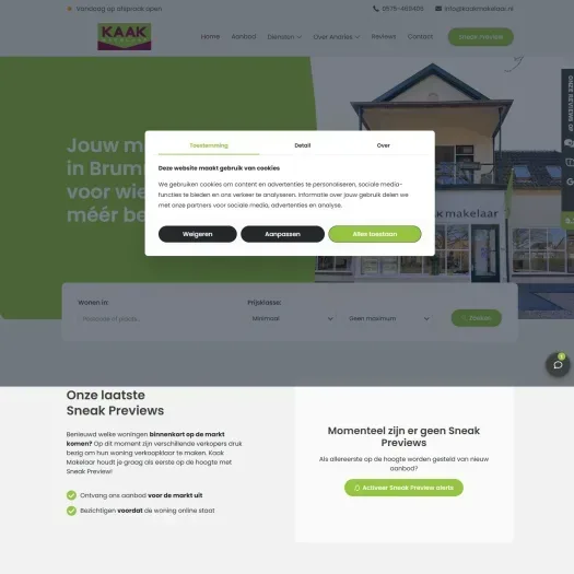 Screenshot of the website of www.kaakmakelaar.nl
