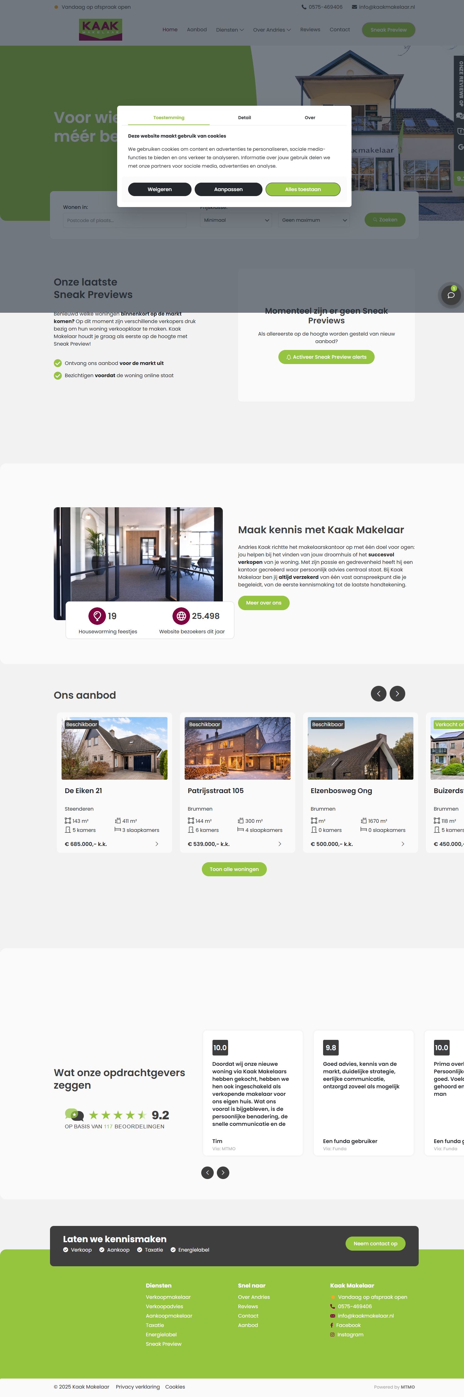 Screenshot der Website von www.kaakmakelaar.nl