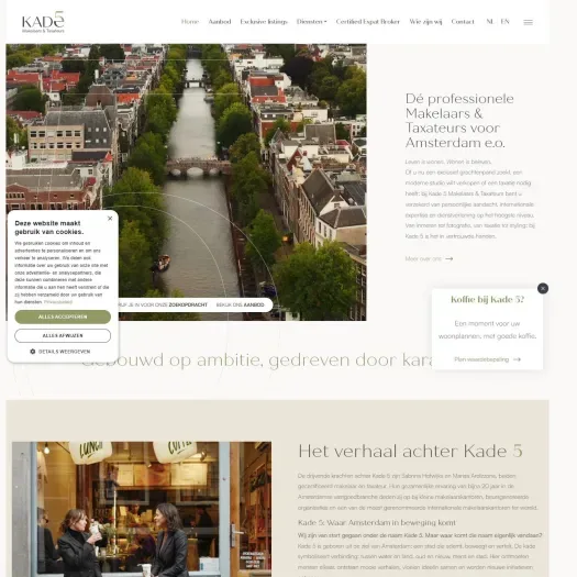 Capture d'écran du site web de kade5makelaars.nl