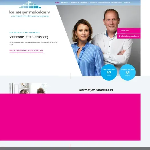 Screenshot van de website van www.kalmeijermakelaars.nl