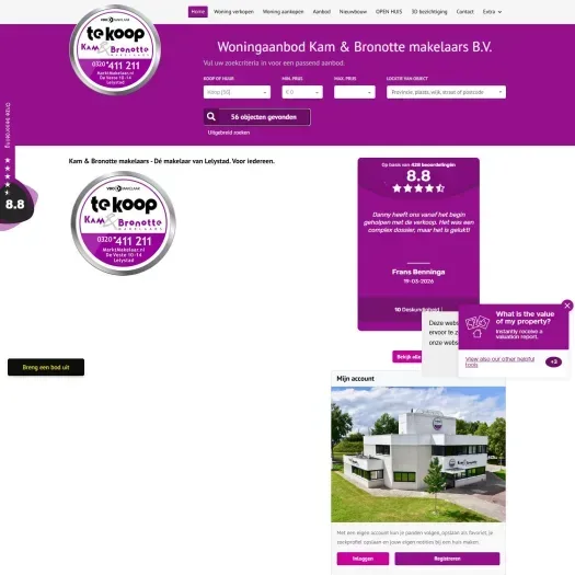 Screenshot van de website van www.marktmakelaar.nl