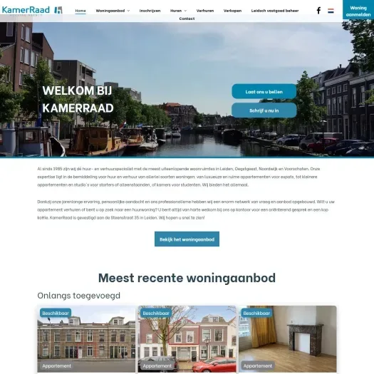 Screenshot of the website of www.kamerraad.nl