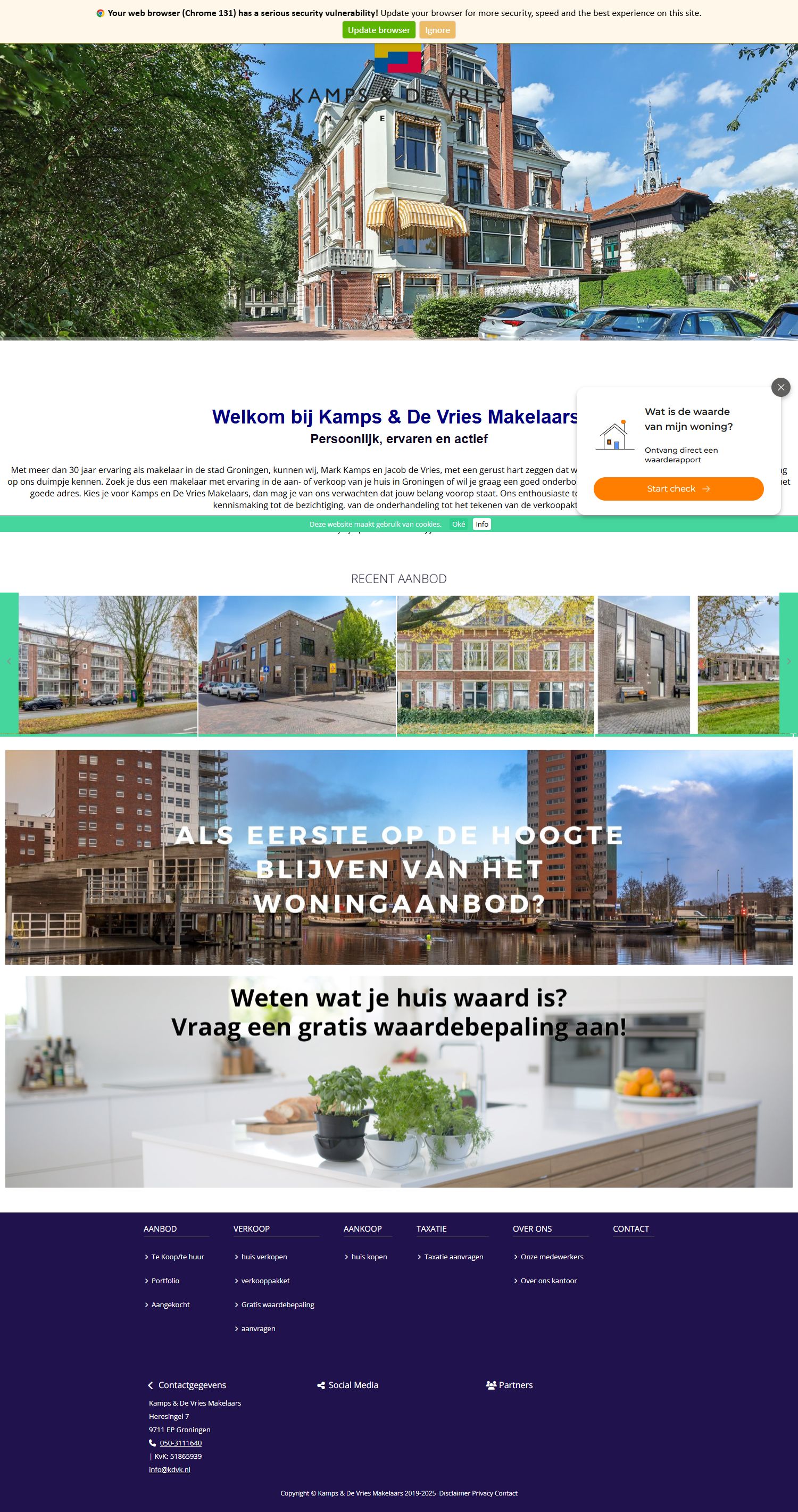 Screenshot of the website of www.kdvk.nl