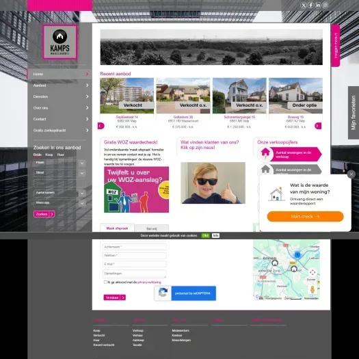 Screenshot van de website van www.kampsmakelaardij.nl