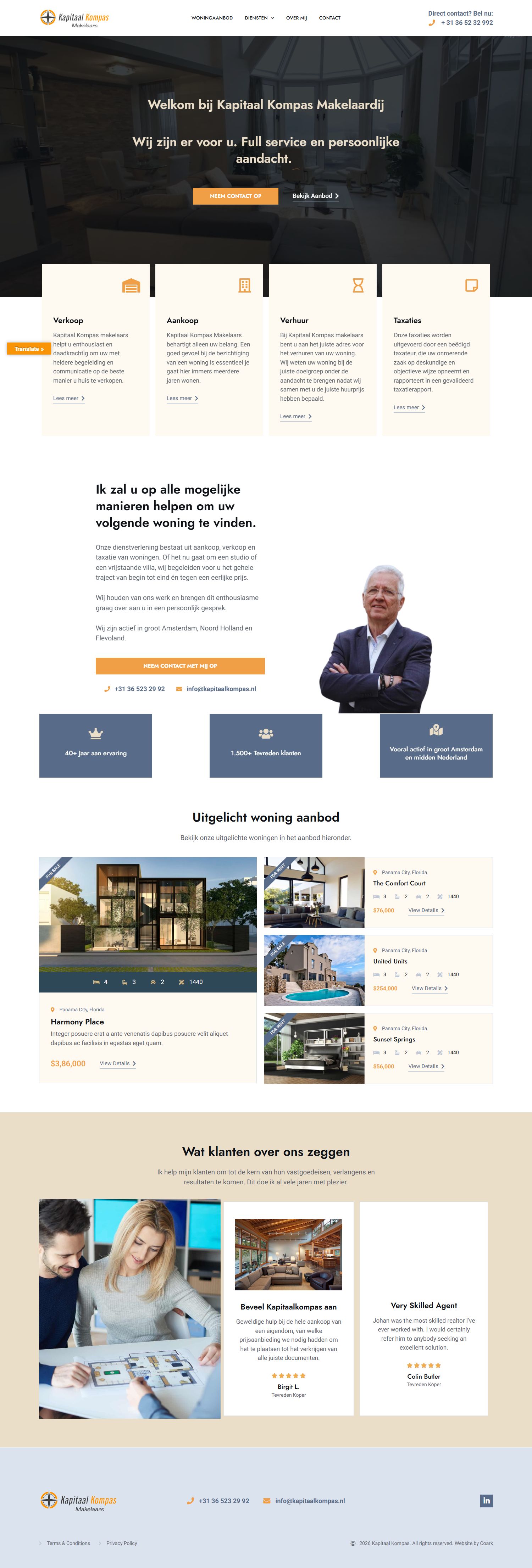 Screenshot of the website of www.kapitaalkompas.nl