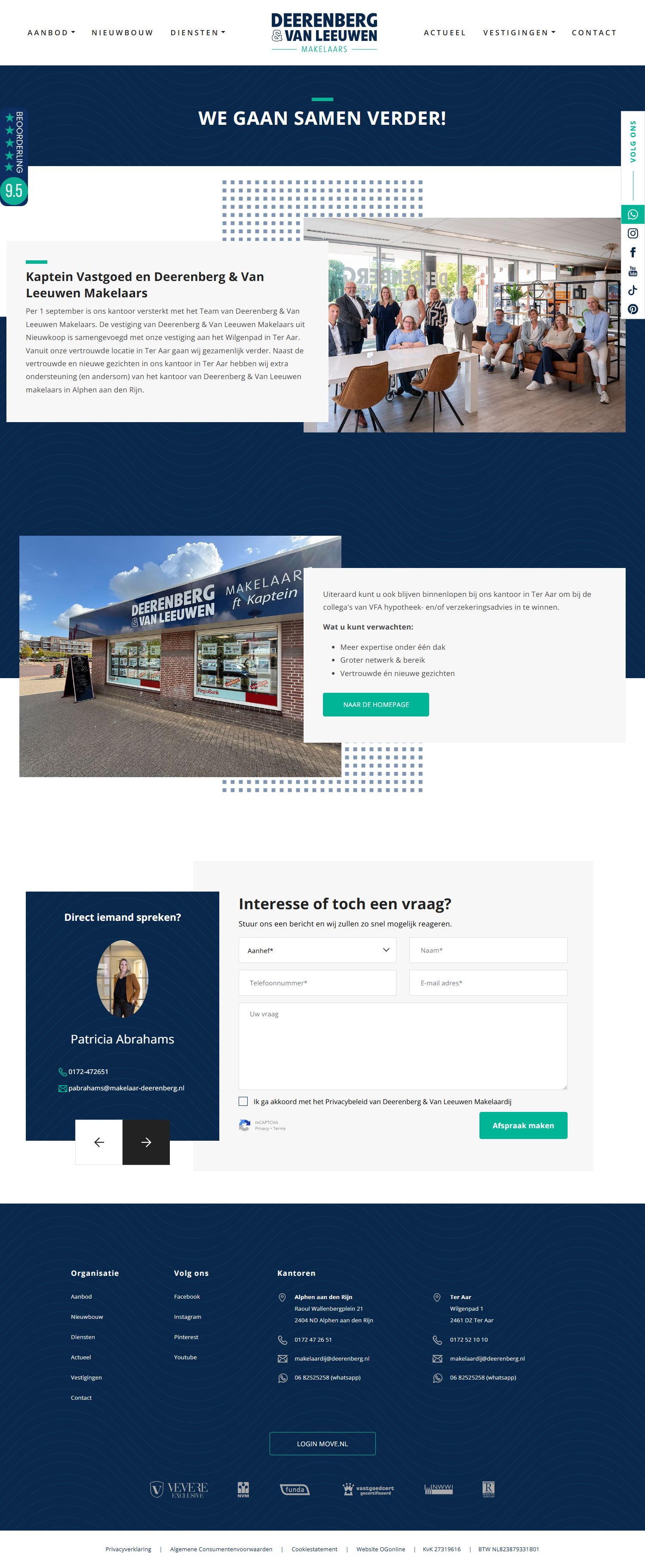 Screenshot of the website of www.kapteinvastgoed.nl