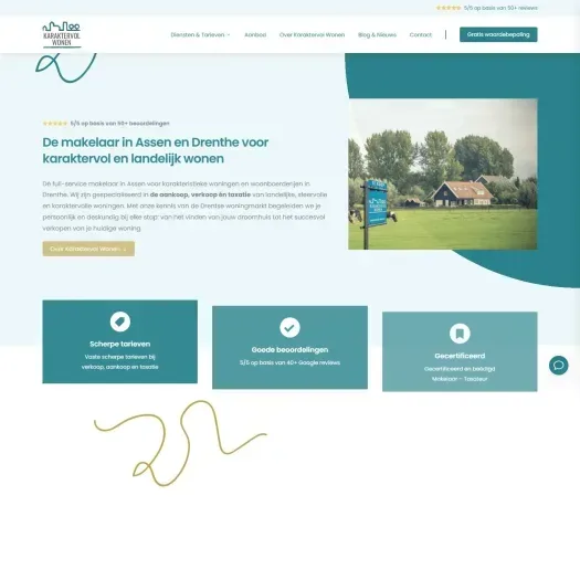 Screenshot van de website van www.karaktervol-wonen.nl